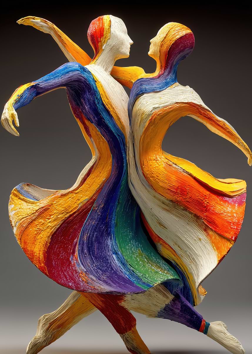 'Colorful Abstract Dancing Figures Sculpture' Poster, picture, metal ...