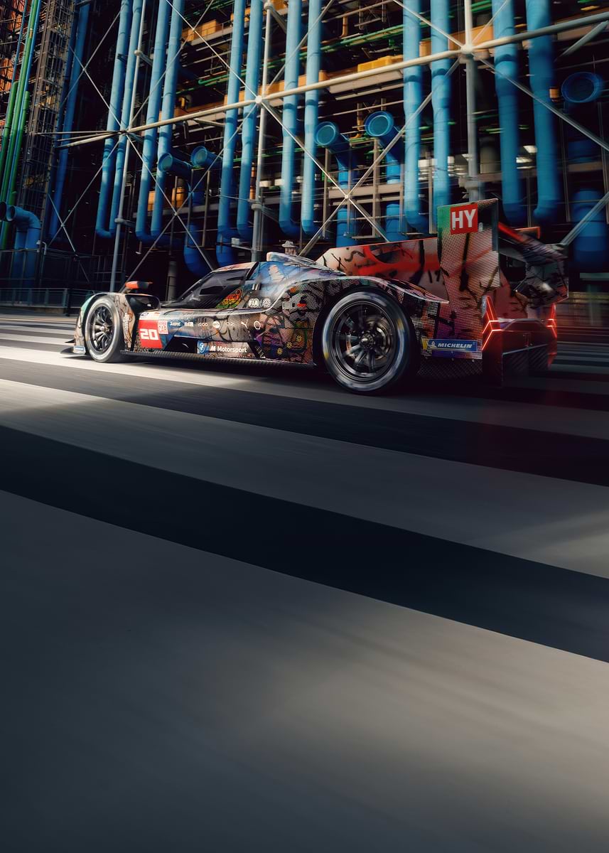 'Racing Car in Urban Setting BMW' Poster, picture, metal print, paint ...