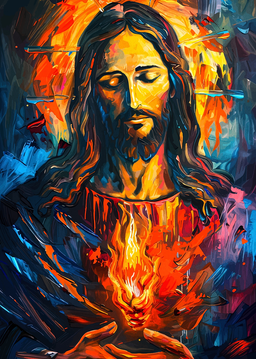 'Jesus Christ Abstract Painting' Poster, picture, metal print, paint by ...