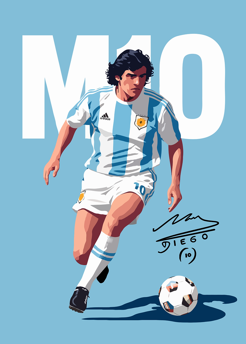 Diego Maradona Pixel Art' Poster, picture, metal print, paint by