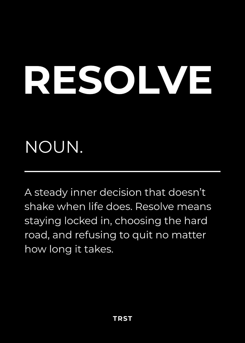 'Resolve – Minimalist Black & White Motivational Definition Wall Art ...
