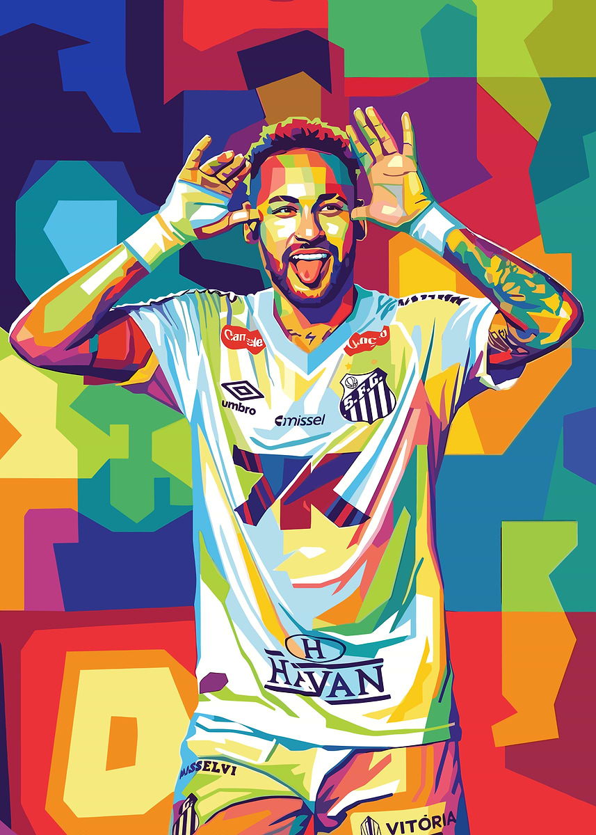 Neymar Jr Pop Art Portrait Poster Picture Metal Print Paint By 