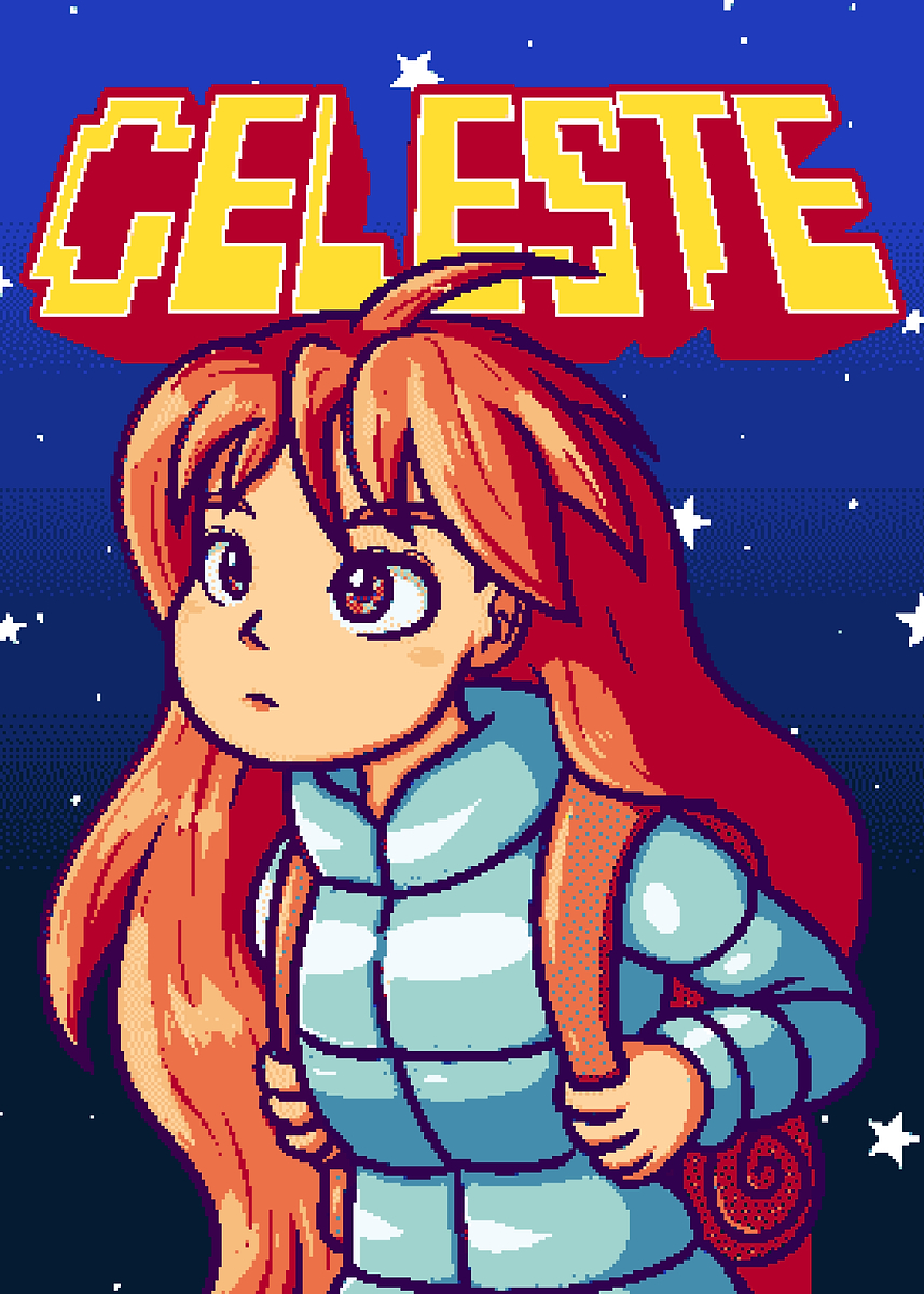 celeste-game-pixel-art-illustration-poster-picture-metal-print