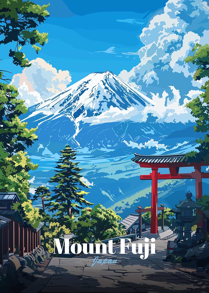 Mount Fuji, Japan' Poster, picture, metal print, paint by Time