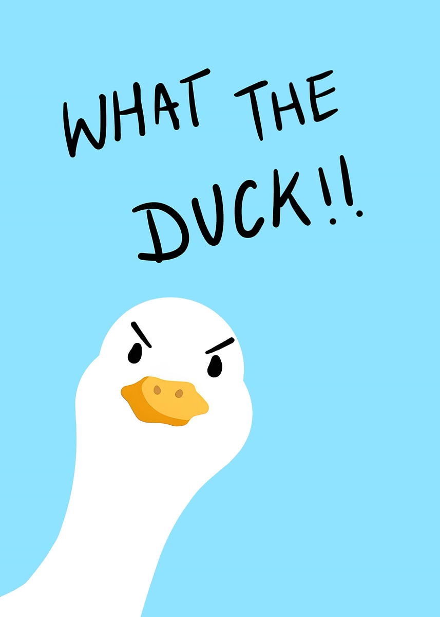 Angry Racing Duck 'Angry Duck Cartoon Illustration' Poster, picture, metal print, paint ...