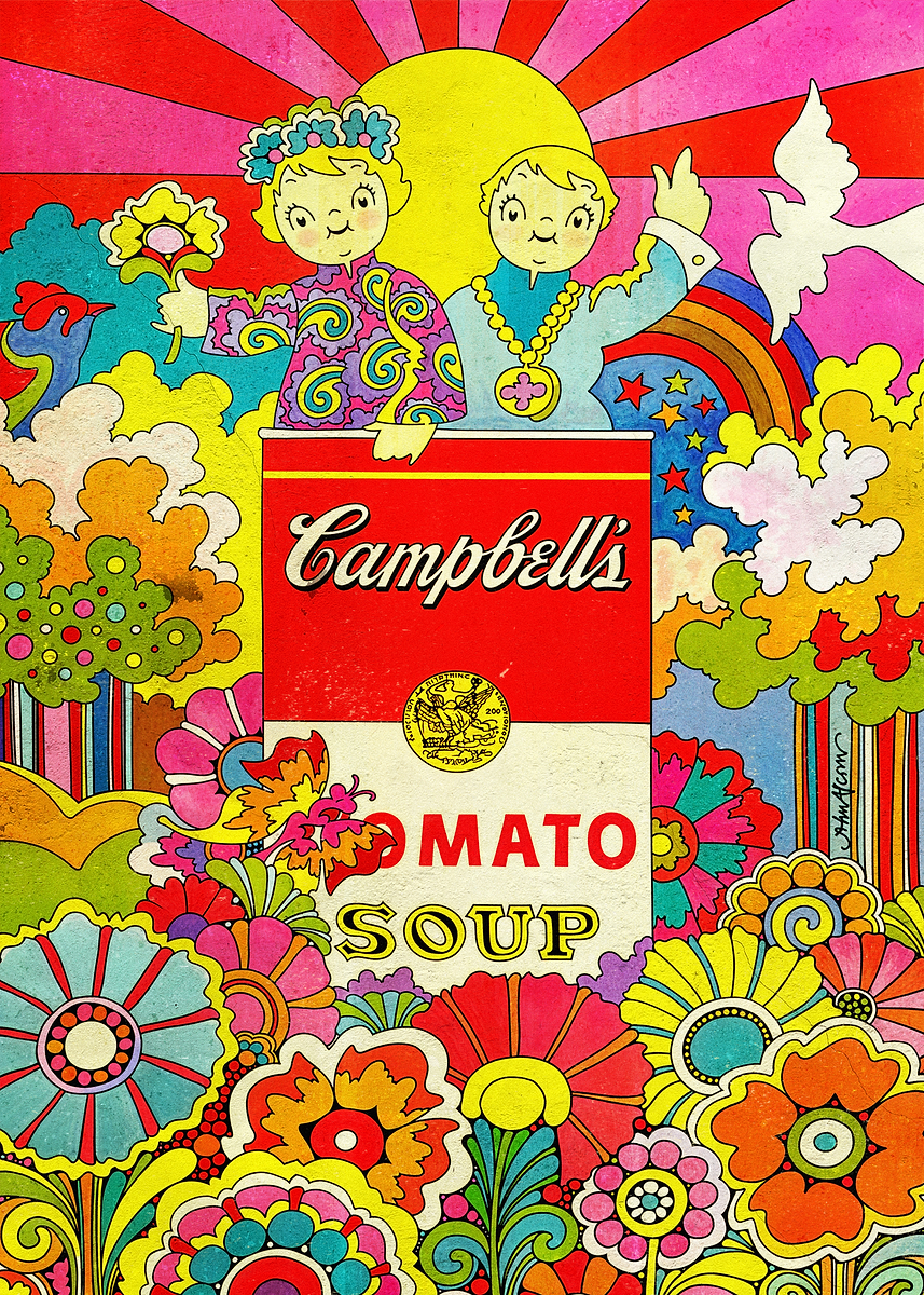 値下げ中！大人気⭐︎Urban Soup by Oliver G. ポップアート Psychedelic Campbell's Soup Can Pop Art' Poster, picture, metal