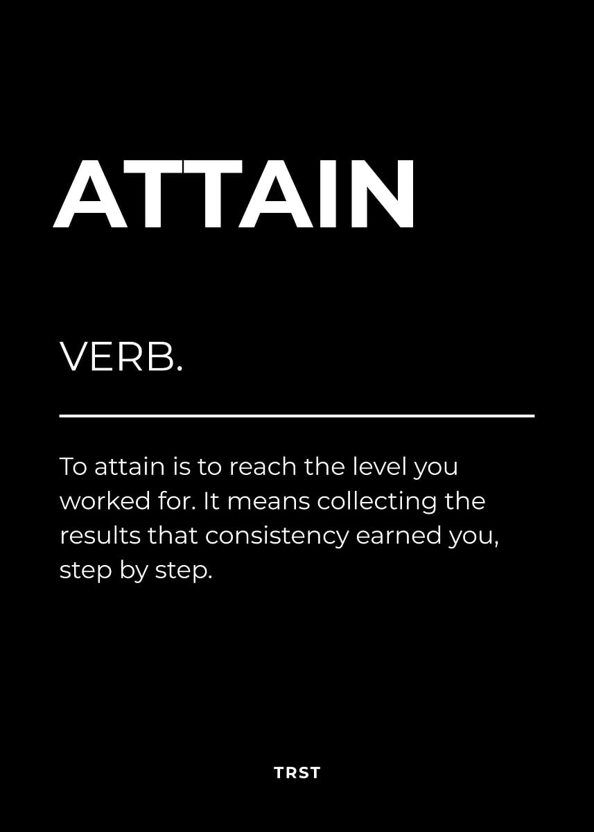 'Attain – Minimalist Black & White Motivational Definition Wall Art ...