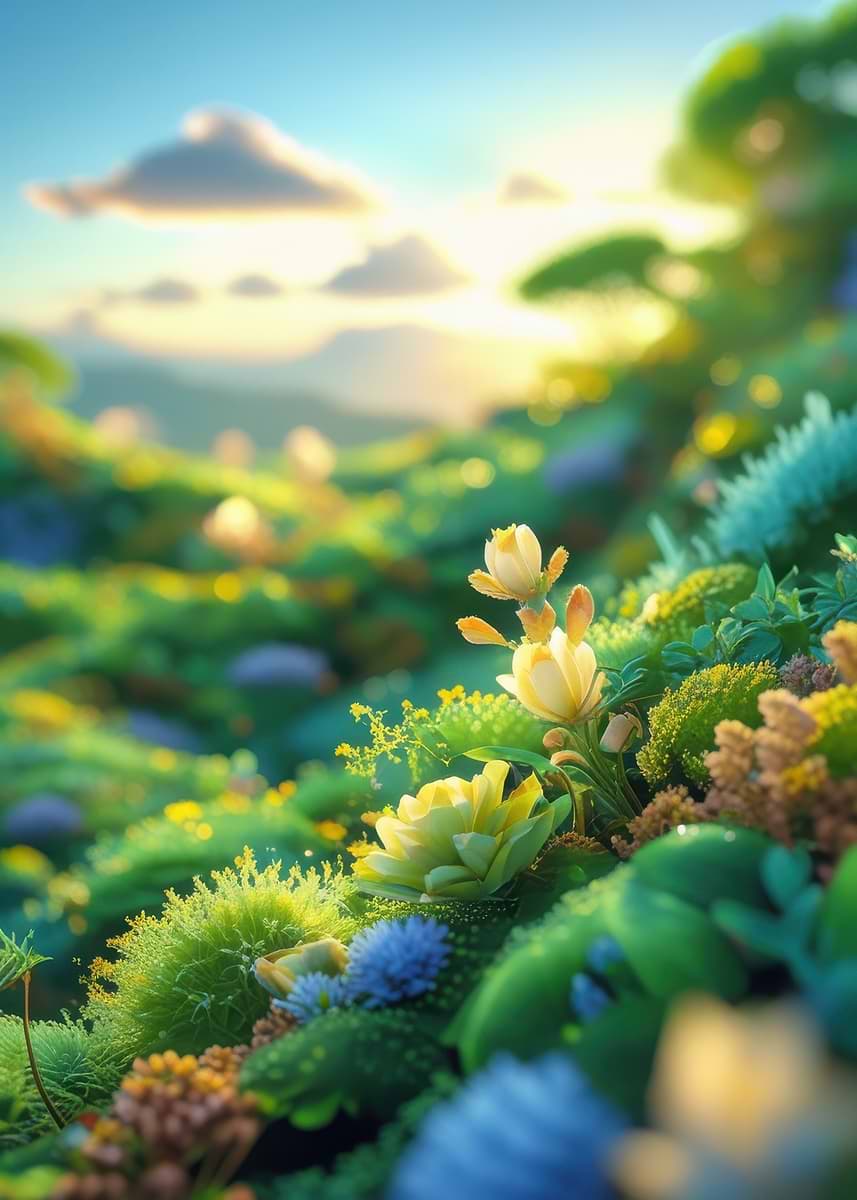 Dpicture 'Floral Meadow at Sunrise' Poster, picture, metal print, paint by ...