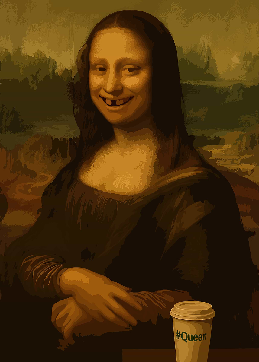 Mona Lisa with Coffee' Poster, picture, metal print, paint by Mous