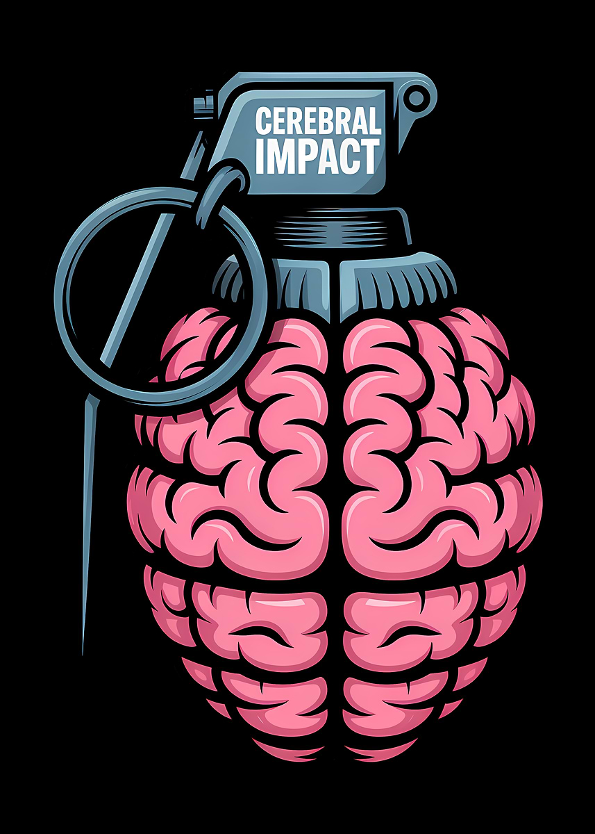 'Cerebral Impact Brain Grenade Art' Poster, picture, metal print, paint ...