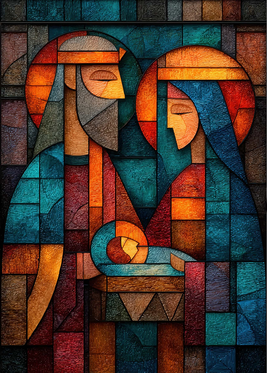 'Nativity Scene Abstract Geometric Art' Poster, picture, metal print ...