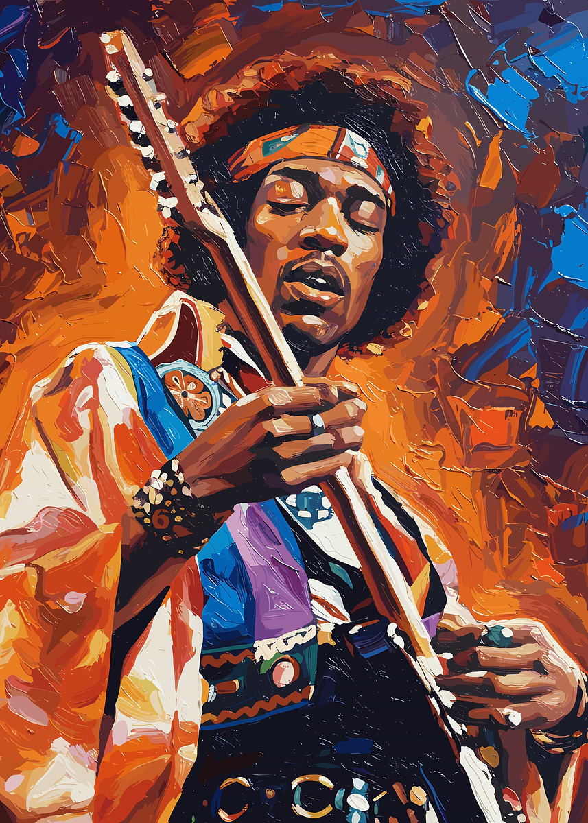 Jimi Hendrix Painting' Poster, picture, metal print, paint by