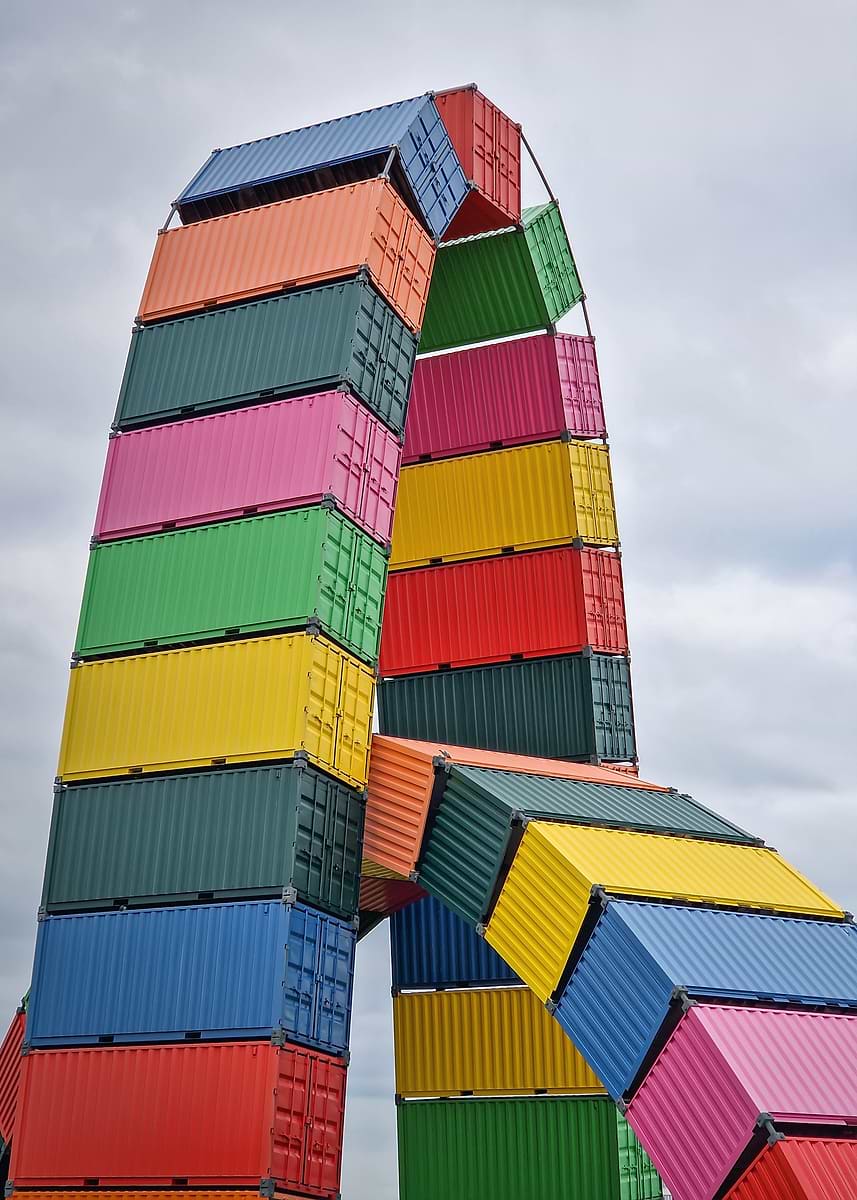 Container Archway 'Colorful Shipping Container Archway Sculpture' Poster, picture, metal ...