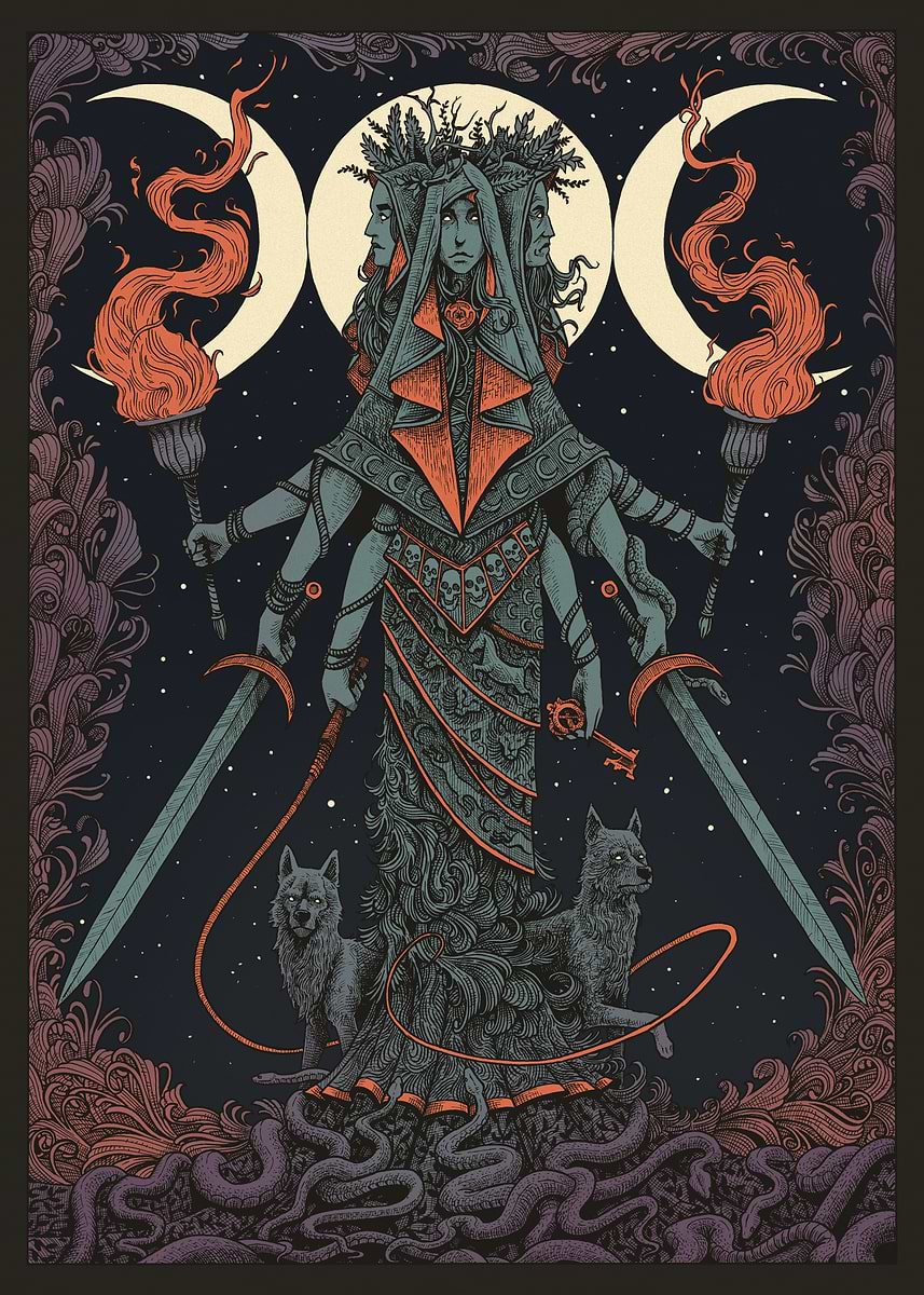 Hekate, Goddess of magic. Colour version.' Poster, picture, metal