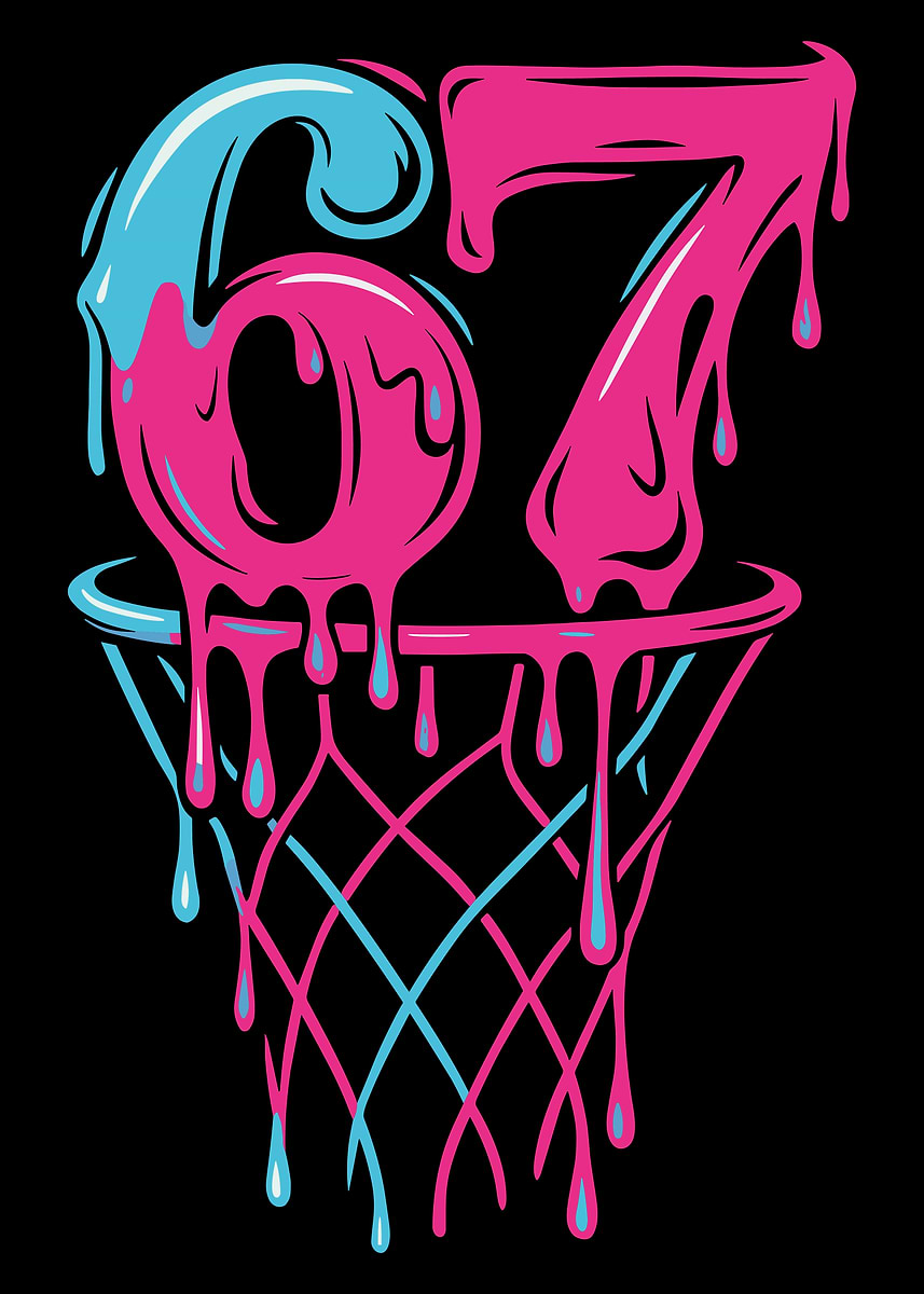 'Basketball Hoop with Dripping Number 67' Poster, picture, metal print ...