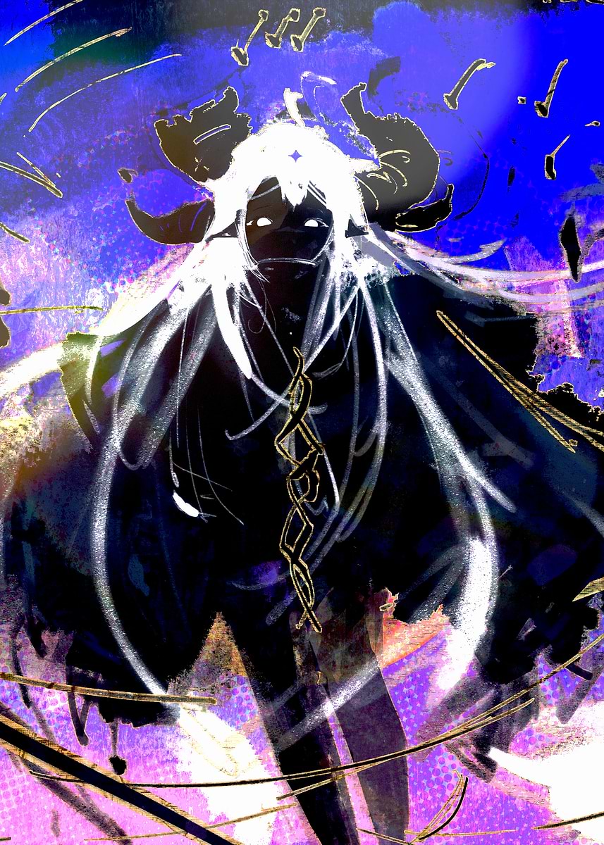 'Abstract Dark Figure with Horns' Poster, picture, metal print, paint ...