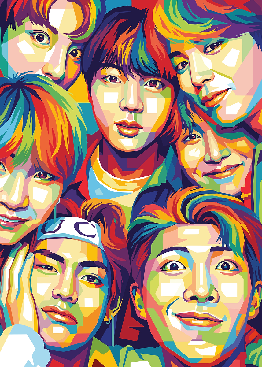 BTS Pop Art Portrait' Poster, picture, metal print, paint by