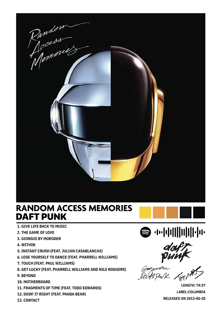 Daft Punk - Random Access Memories' Poster, picture, metal print
