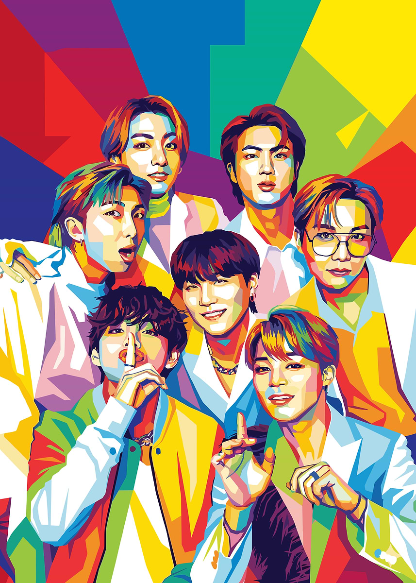 BTS Pop Art Portrait' Poster, picture, metal print, paint by Papa