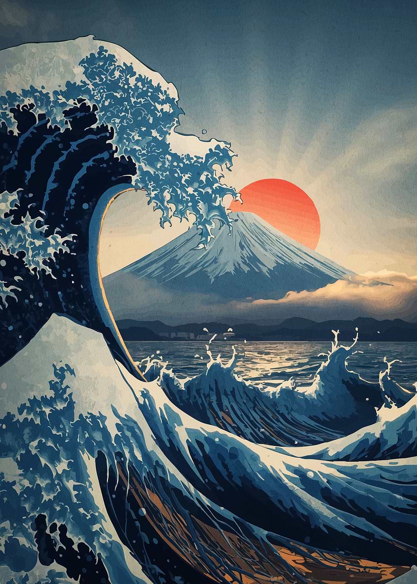 Great Wave Mount Fuji Art' Poster, picture, metal print, paint by
