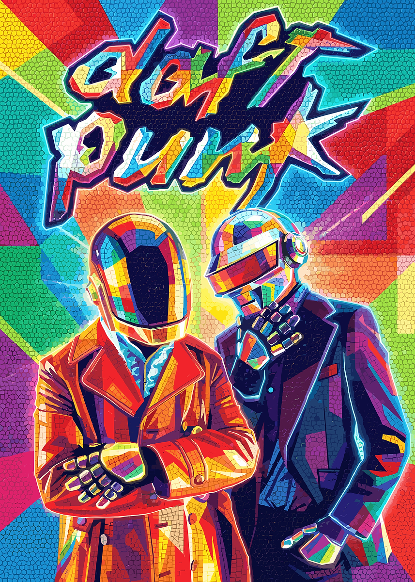 Daft Punk Mosaic Art' Poster, picture, metal print, paint by