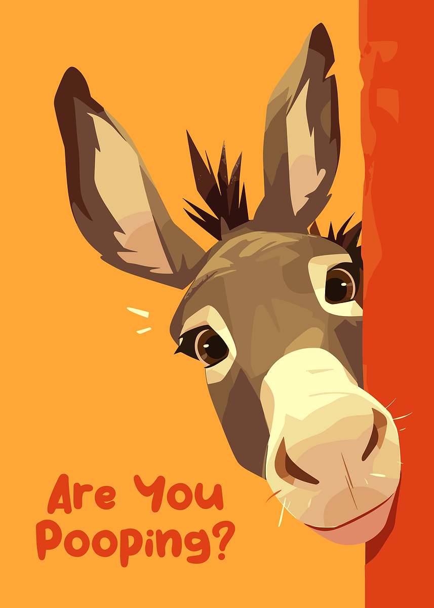 'Funny Donkey Cartoon with Question' Poster, picture, metal print ...
