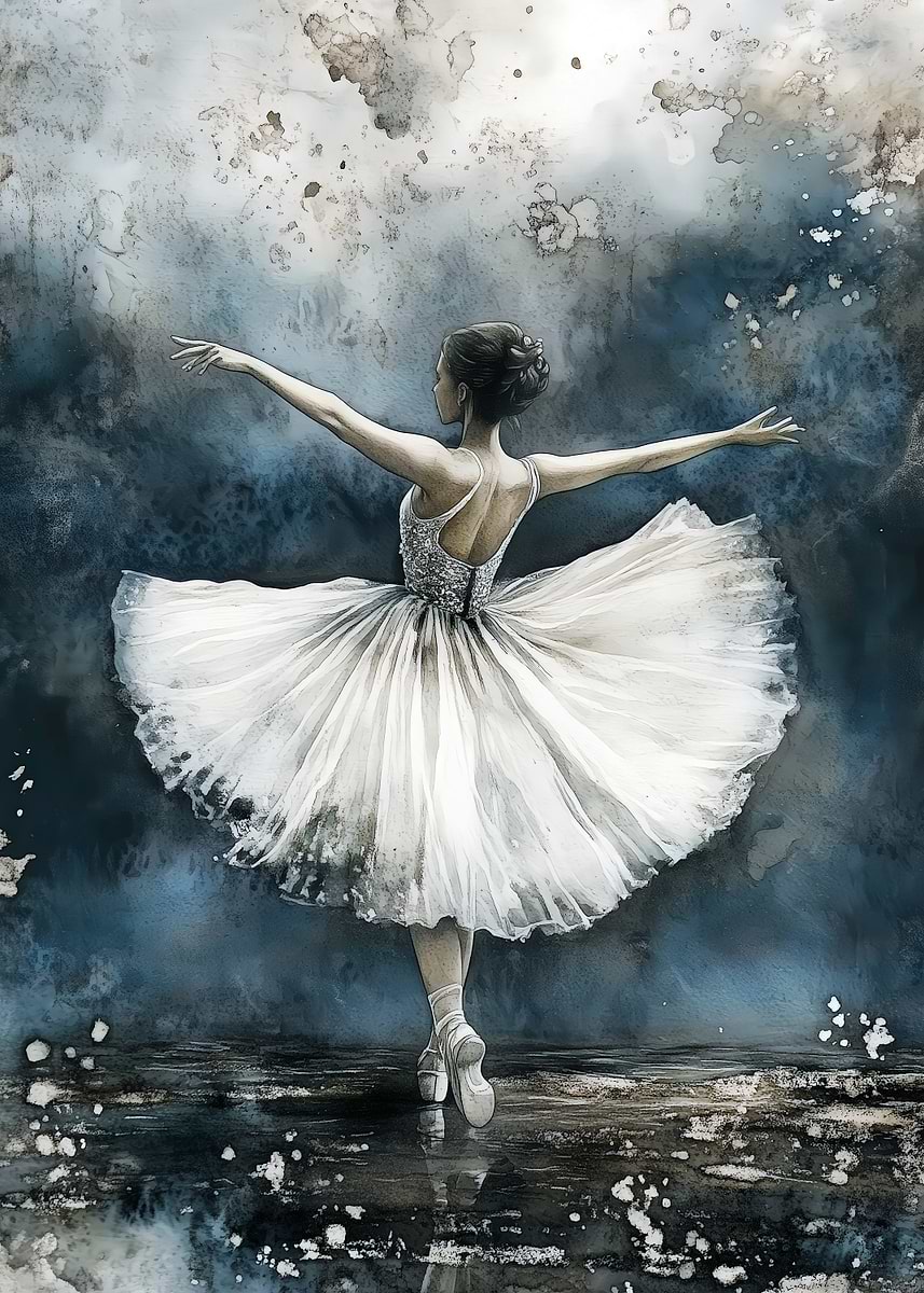 Ballerina in White Tutu Watercolor Painting' Poster, picture
