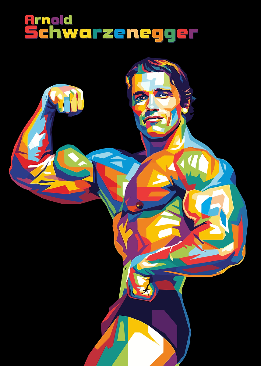 Arnold Schwarzenegger Colorful Portrait Poster, Picture & Metal