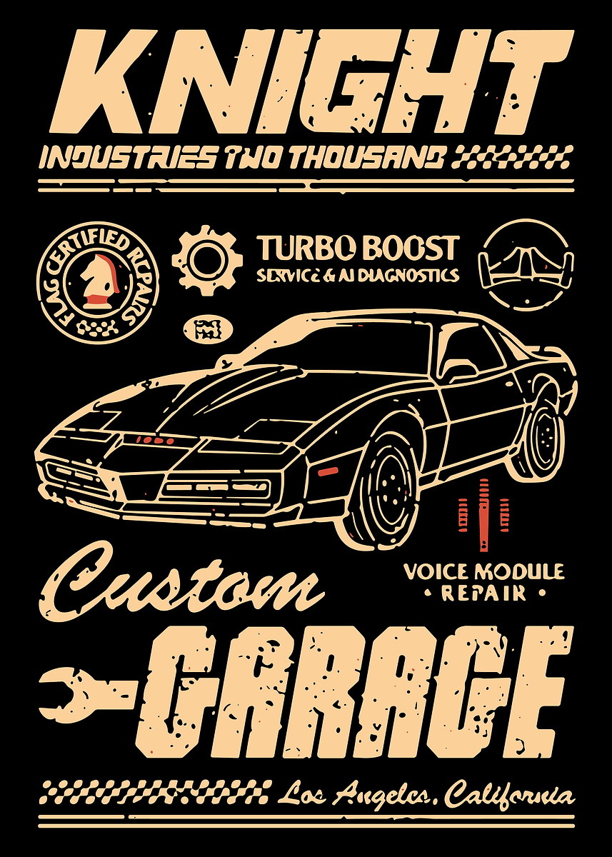 Knight Rider Part Decor 'Knight Rider Custom Garage Poster' Poster, picture, metal print, paint ...