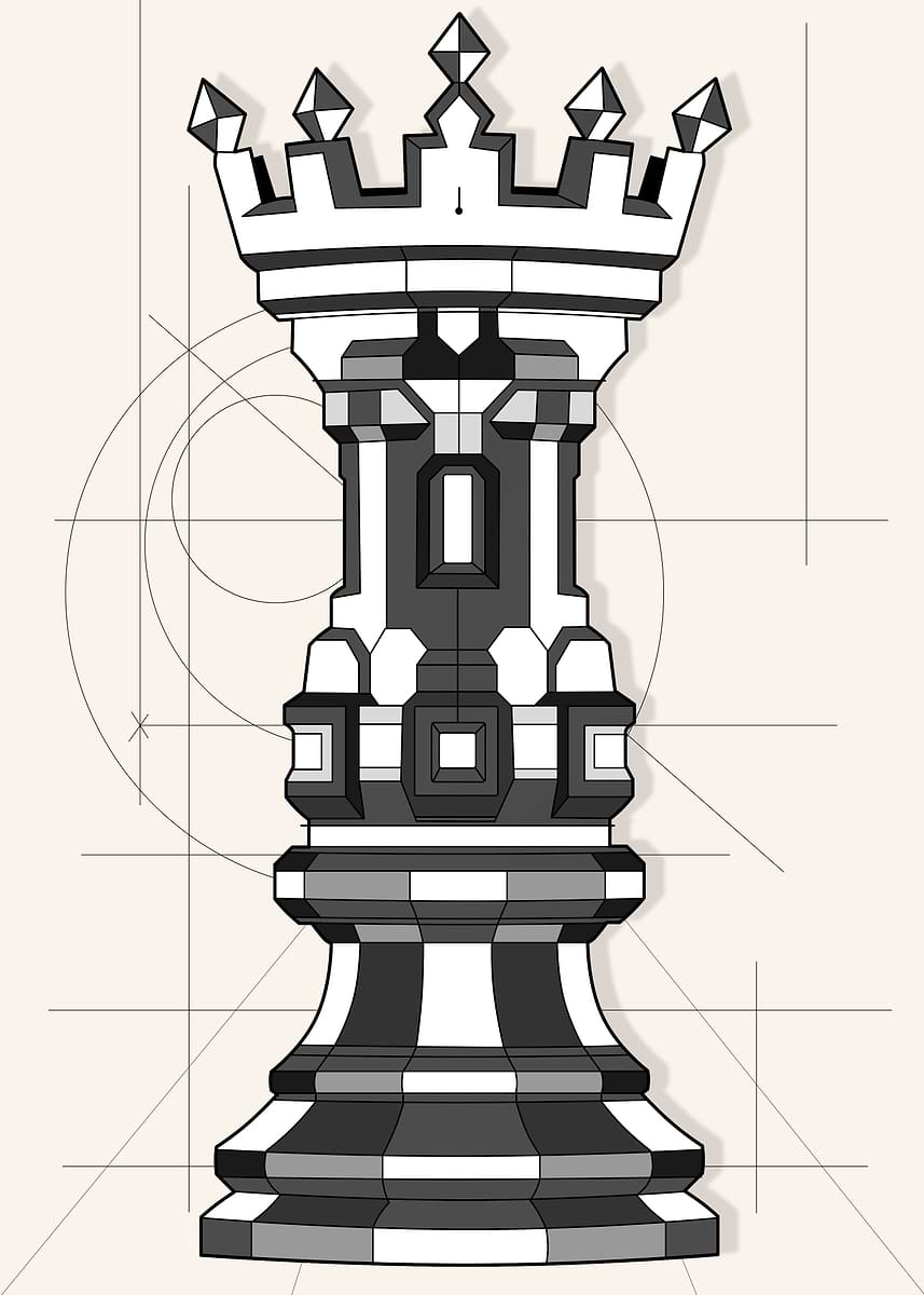 'Chess Rook Blueprint' Poster, picture, metal print, paint by luigi ...
