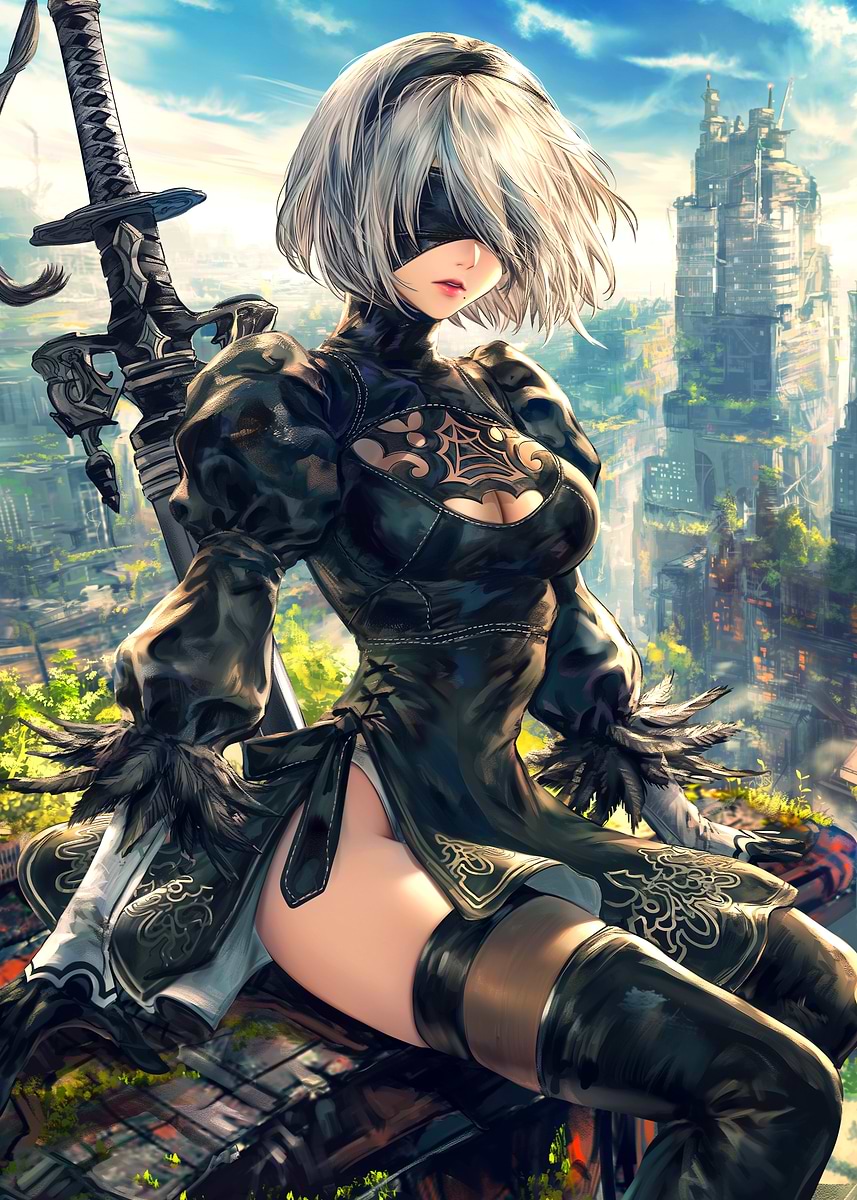 2B Nier Automata Digital Art' Poster, picture, metal print, paint