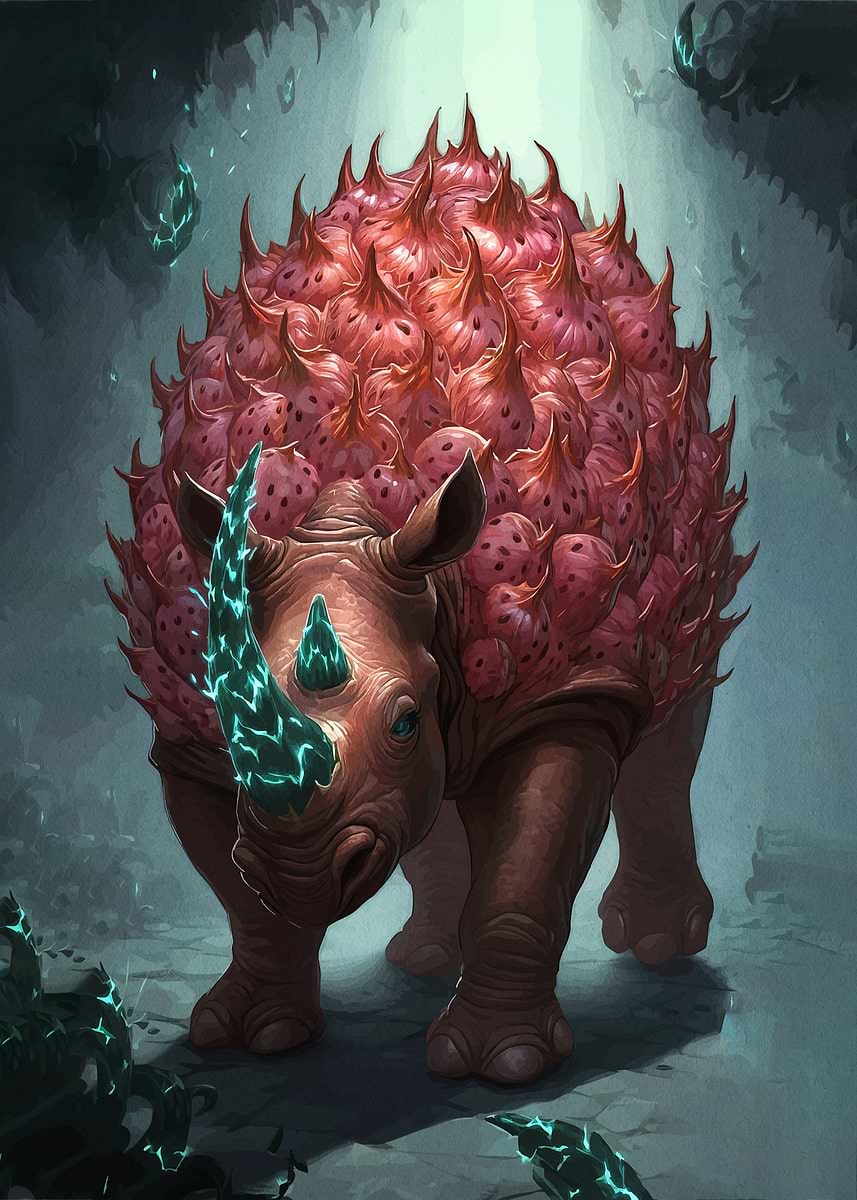 'Fantasy Rhino Spiked Shell' Poster, picture, metal print, paint by ...