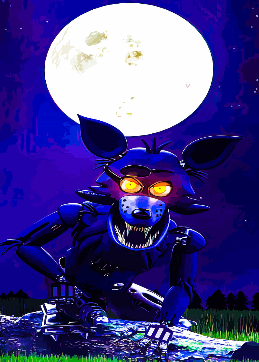 FNAF Foxy Under Moonlight' Poster, picture, metal print, paint by