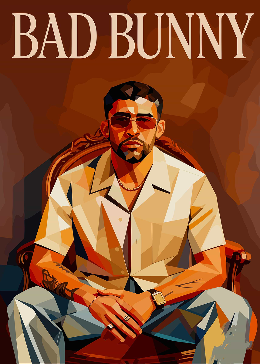 Bad Bunny Portrait Illustration' Poster, picture, metal print