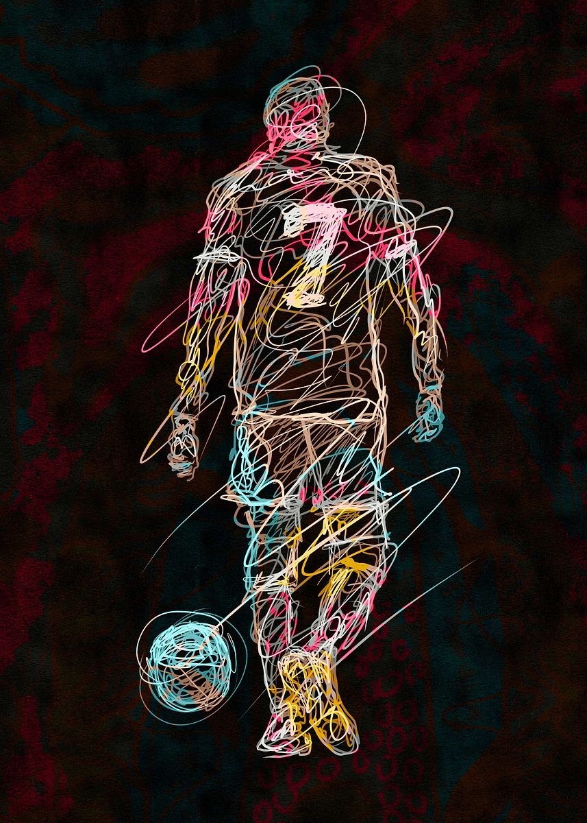 'Abstract Soccer Player with Ball' Poster, picture, metal print, paint ...