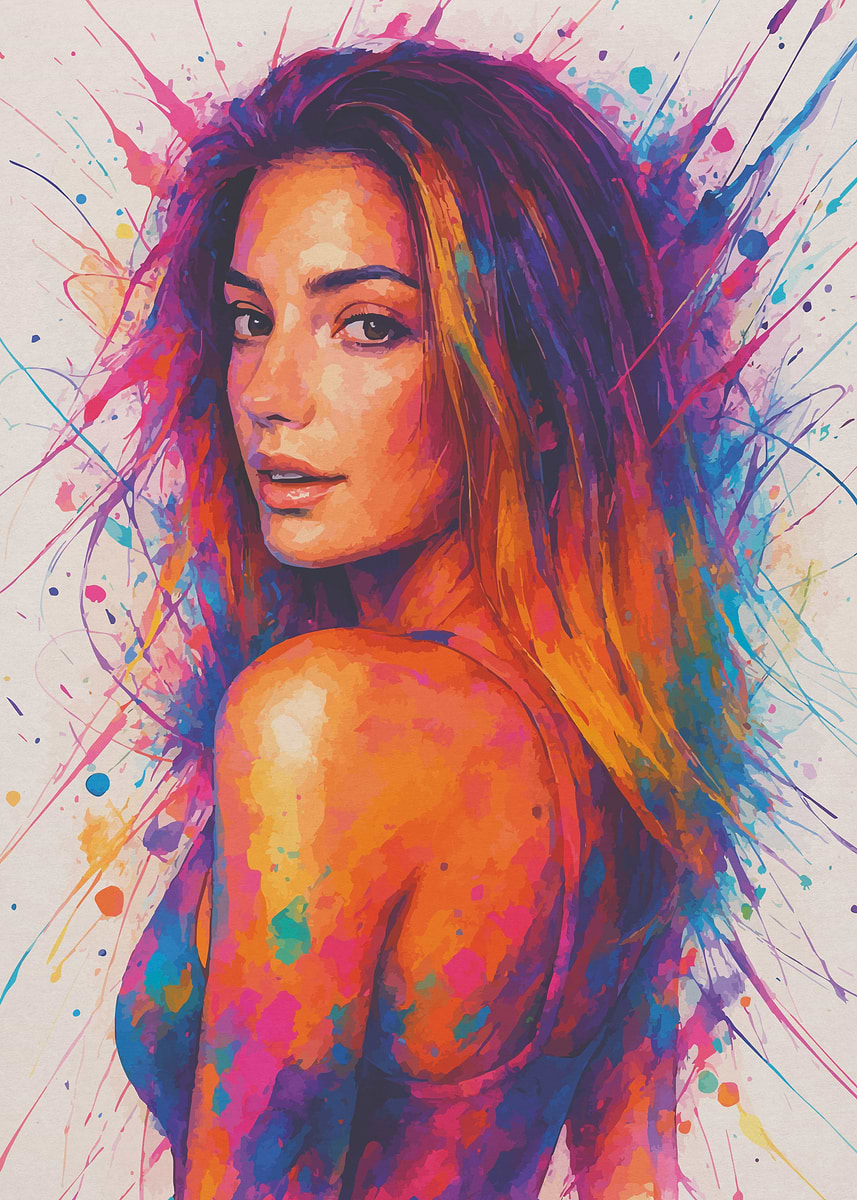'Colorful Portrait of a Woman' Poster, picture, metal print, paint by ...