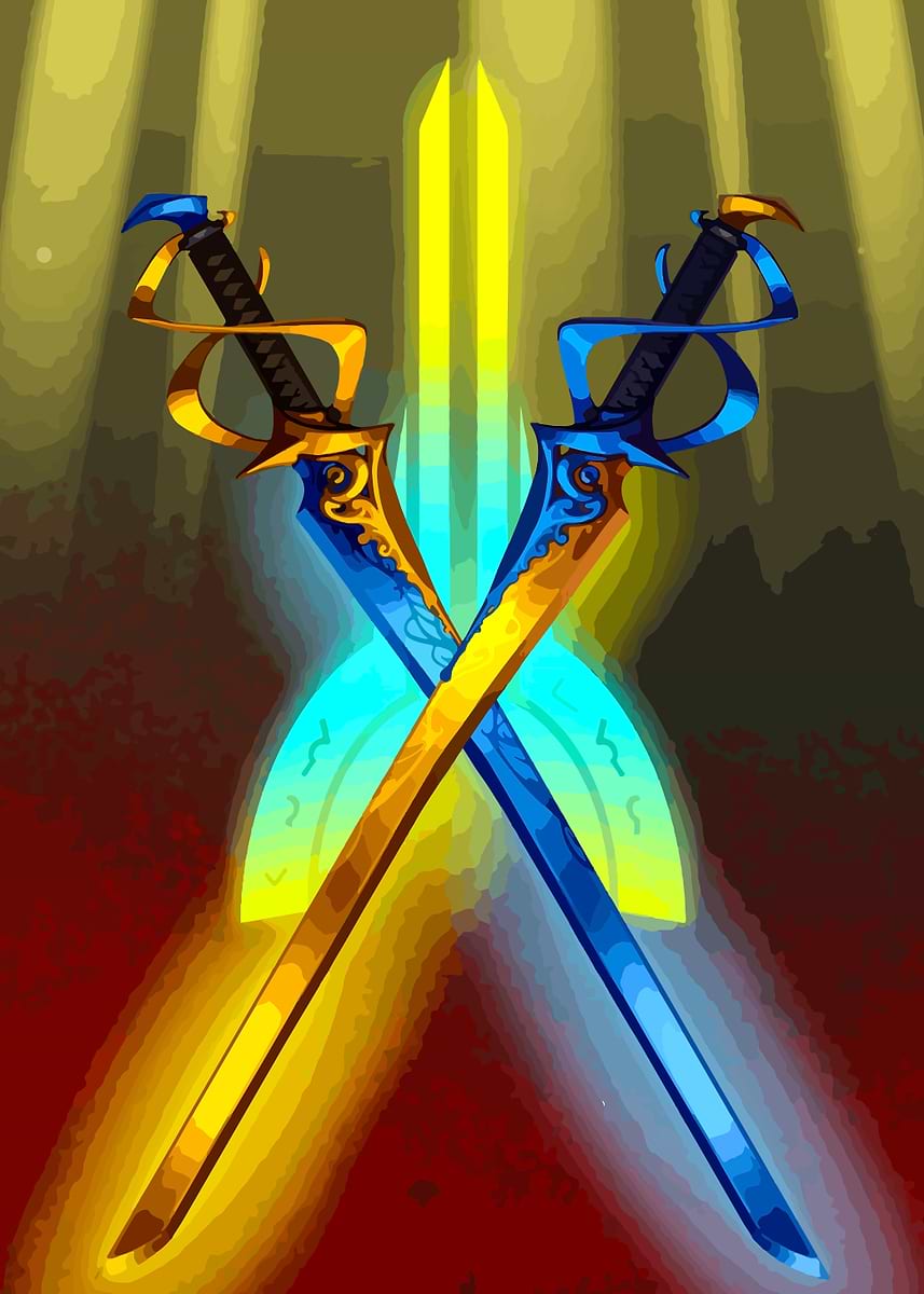 Crossed Swords Digital Art' Poster, picture, metal print, paint by