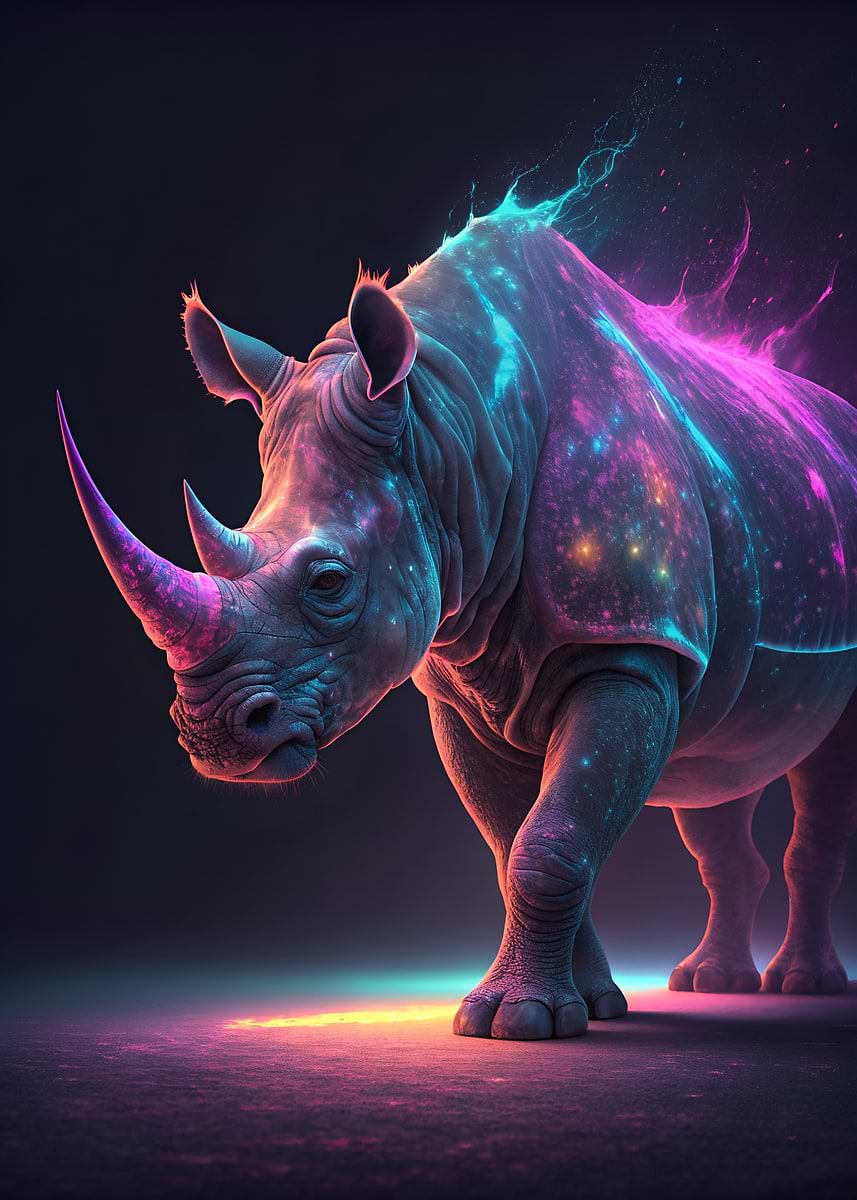 Cosmic Rhinestoning 'Cosmic Rhino' Poster, picture, metal print, paint by Tobasiano | Displate