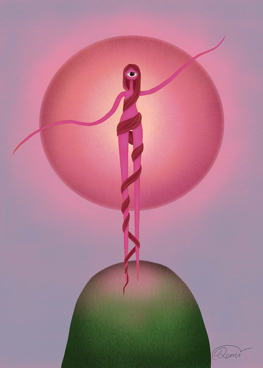 'One-Eyed Figure on Hill' Poster, picture, metal print, paint by Demoki ...