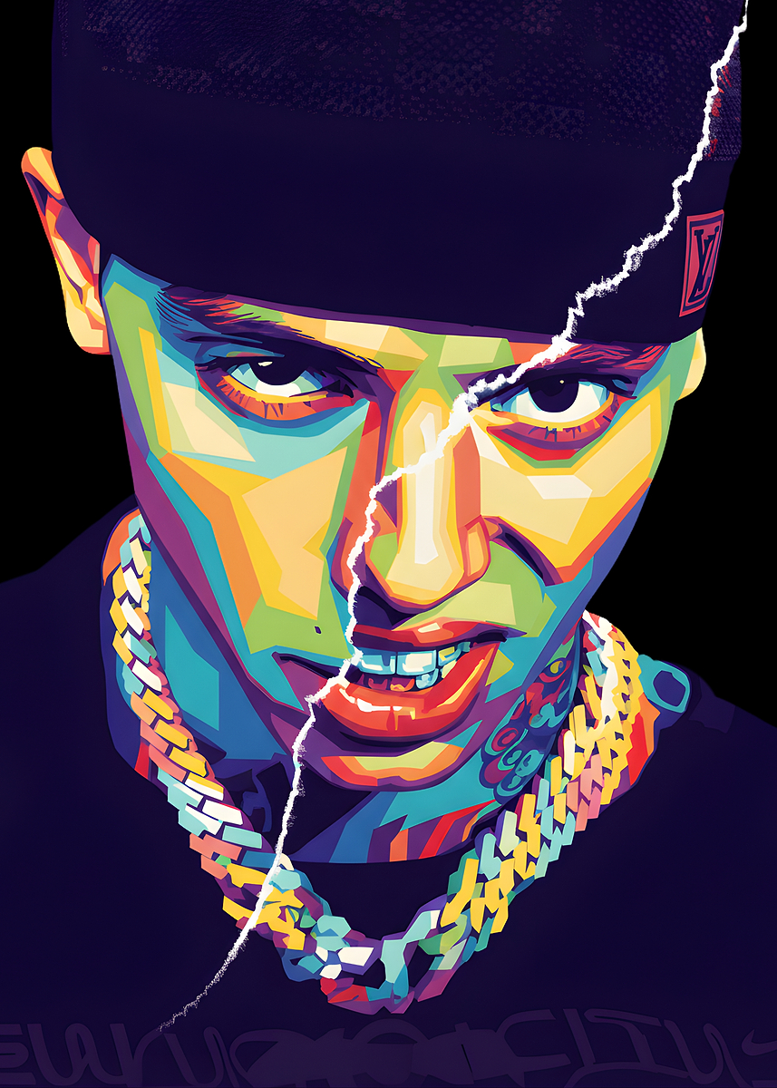 'Colorful Portrait of a Man' Poster, picture, metal print, paint by ...