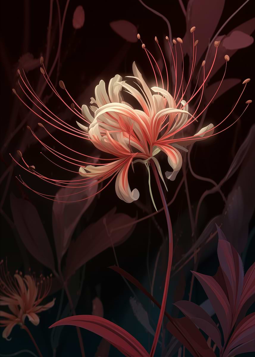 Red Spider Lily' Poster, picture, metal print, paint by Peachy | Displate