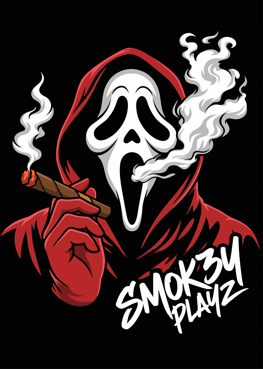 Pyrography Ghostface 'Ghostface Smoking Cigar' Poster, picture, metal print, paint by Celia ...