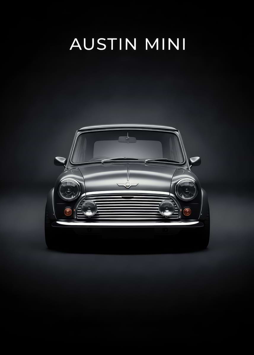 'Austin Mini Car Front poster' Poster, picture, metal print, paint by ...