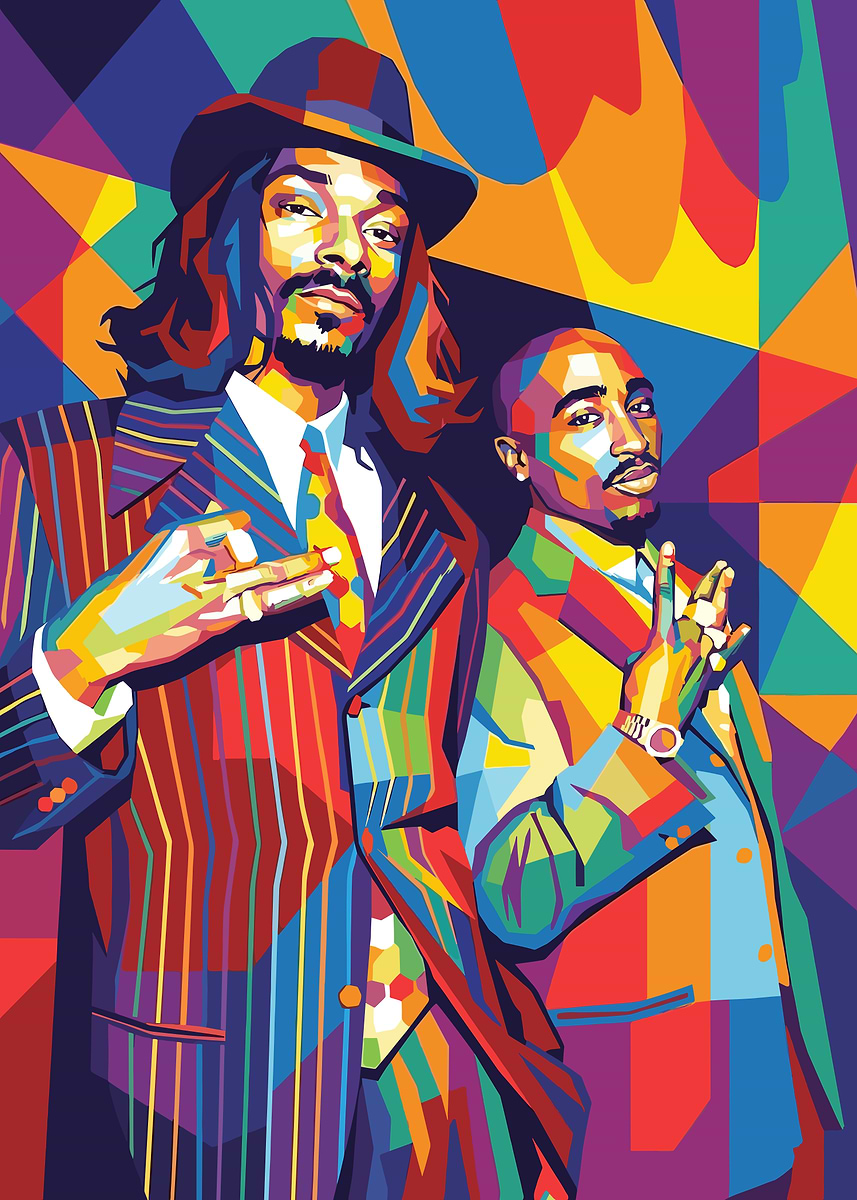 Snoop Dogg and Tupac Colorful Portrait' Poster, picture, metal