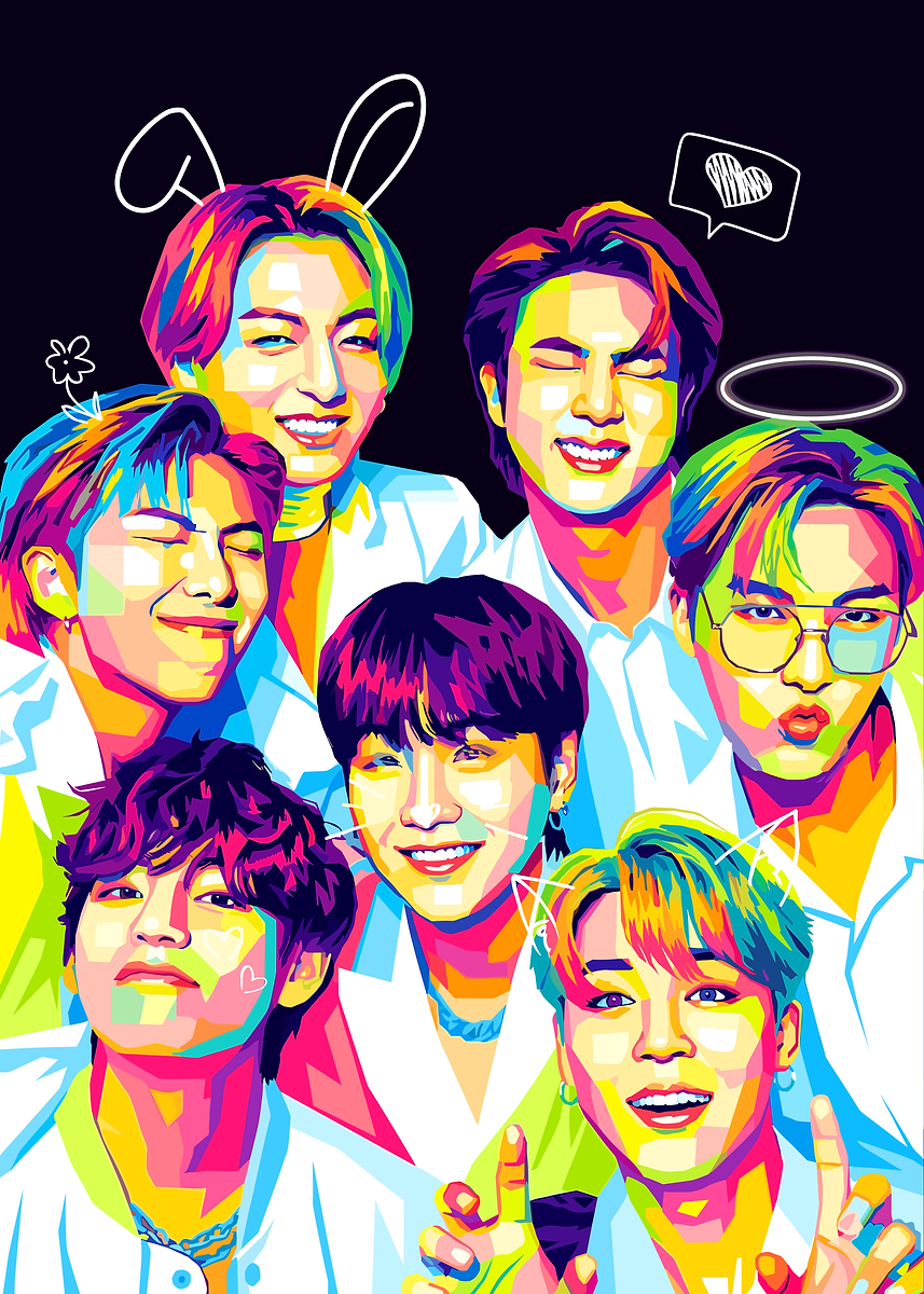 BTS wpap Pop Art Portrait' Poster, picture, metal print, paint by