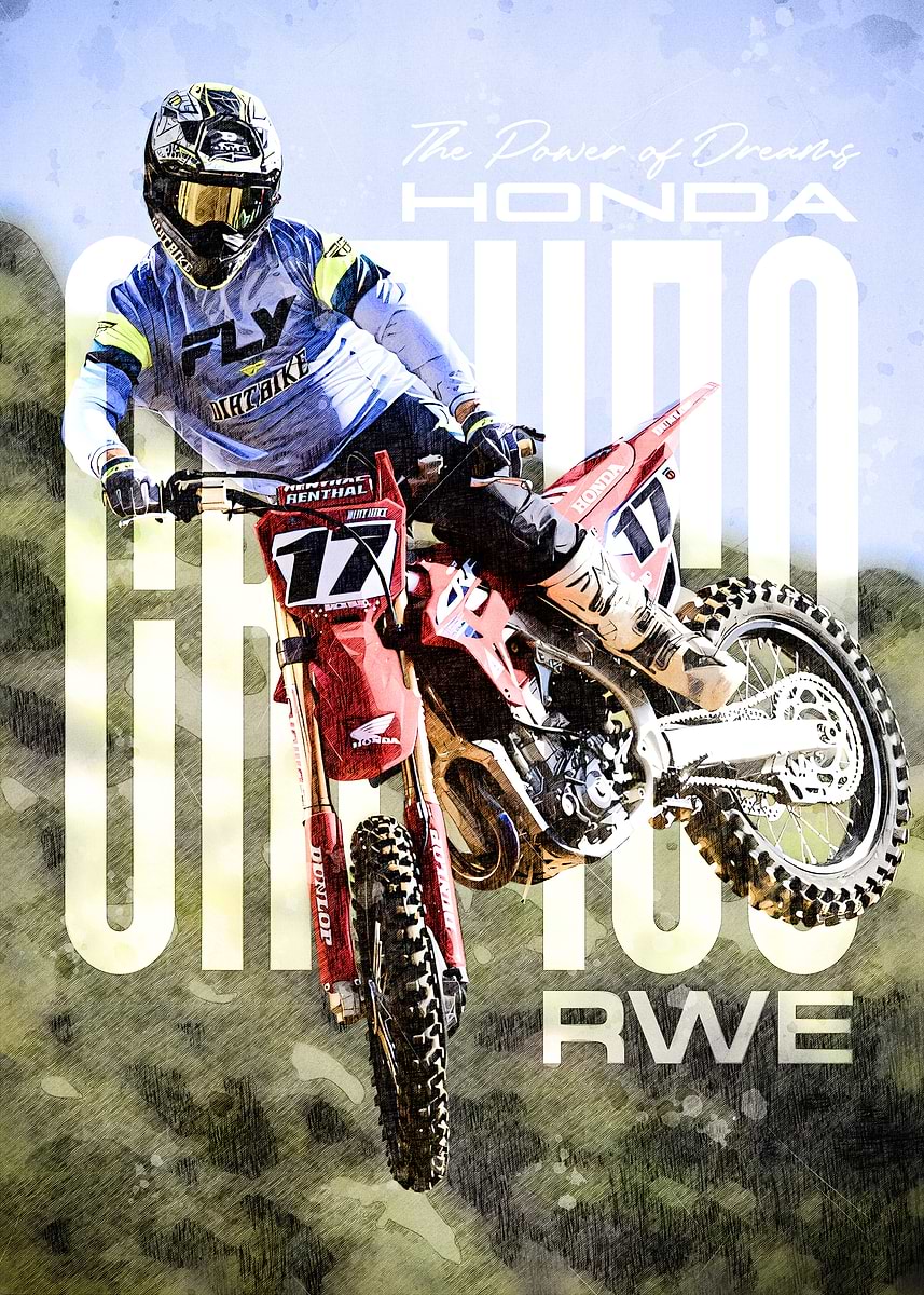Honda CRF100 RWE Motocross Action' Poster, picture, metal print