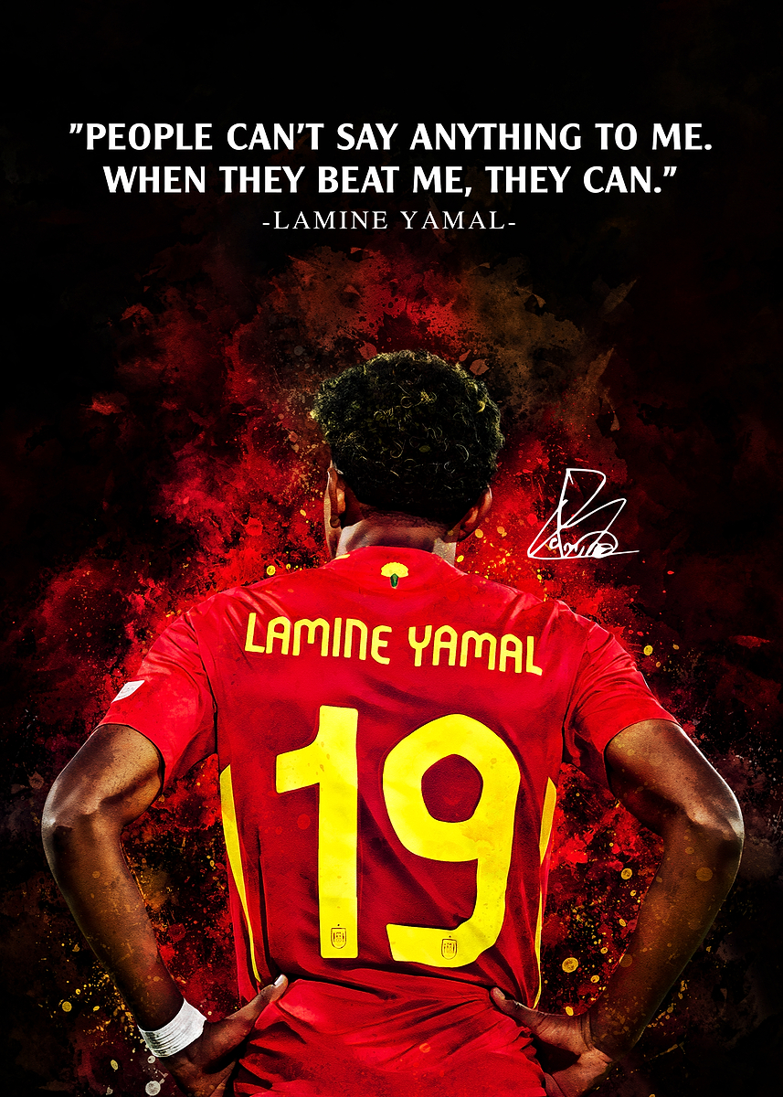 Yamal Rasmlar 'Lamine Yamal Soccer Portrait' Poster, picture, metal print, paint by ...