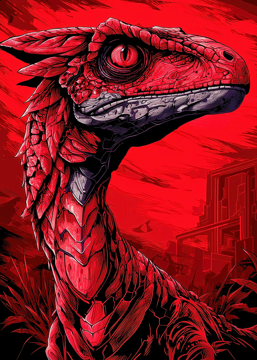 'Red Raptor Illustration' Poster, picture, metal print, paint by Spooky ...