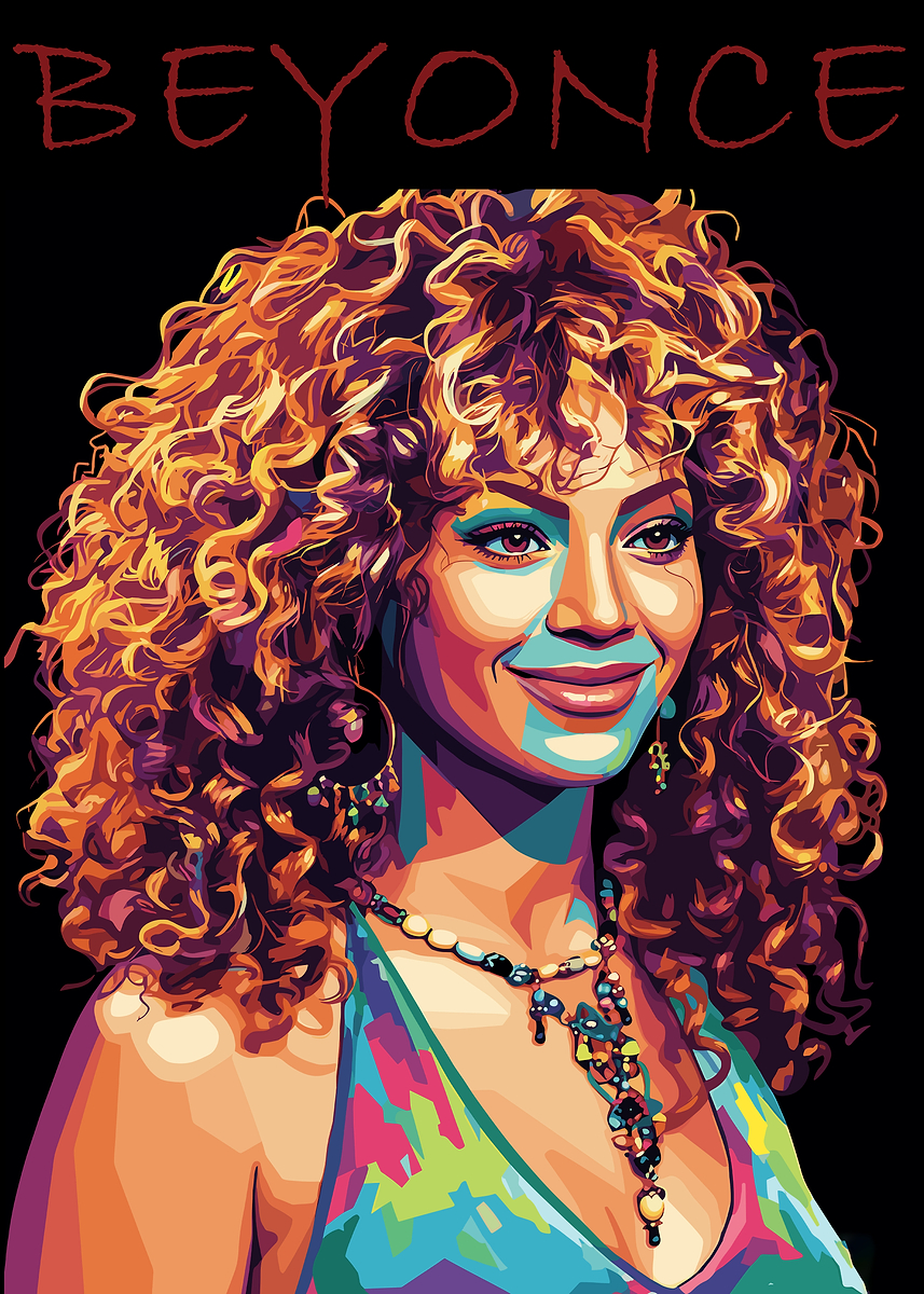 'Beyonce Knowles Colorful Portrait' Poster, picture, metal print, paint ...