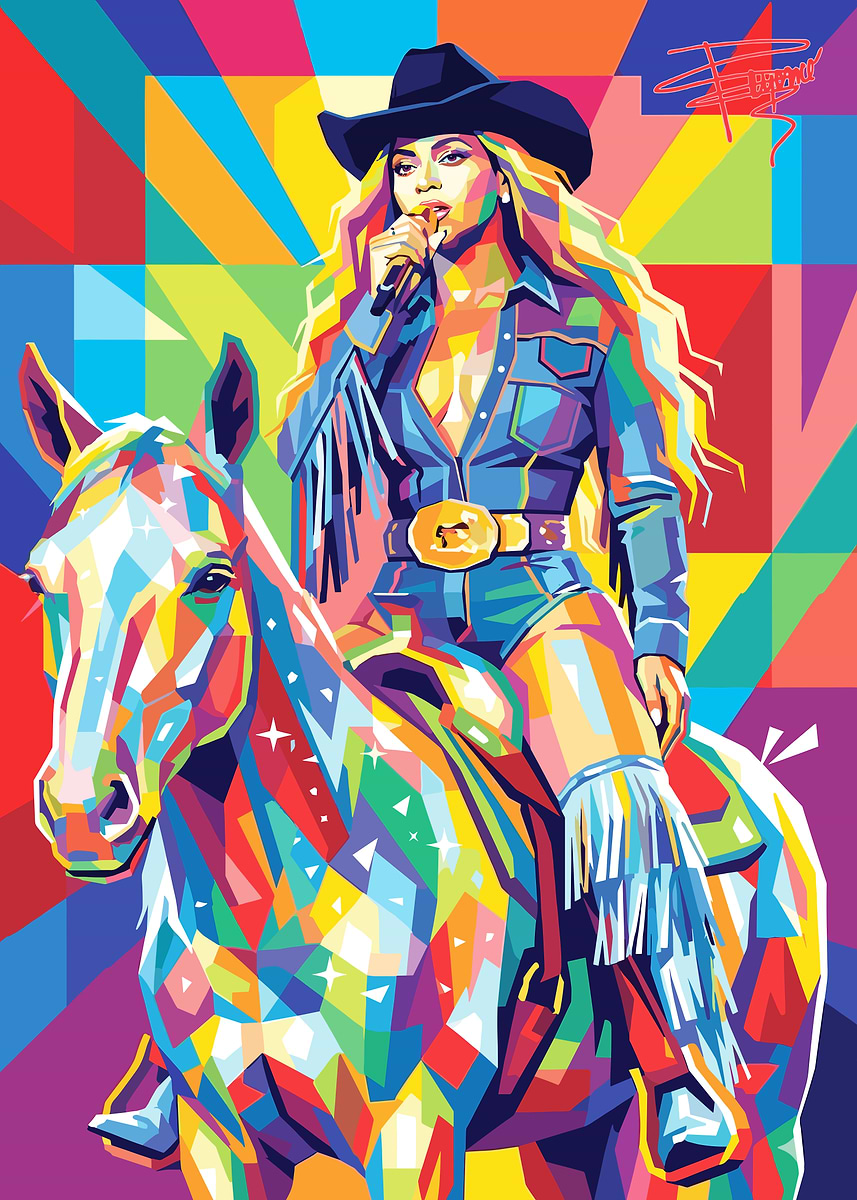 'Beyonce on Horse Pop Art' Poster, picture, metal print, paint by ...